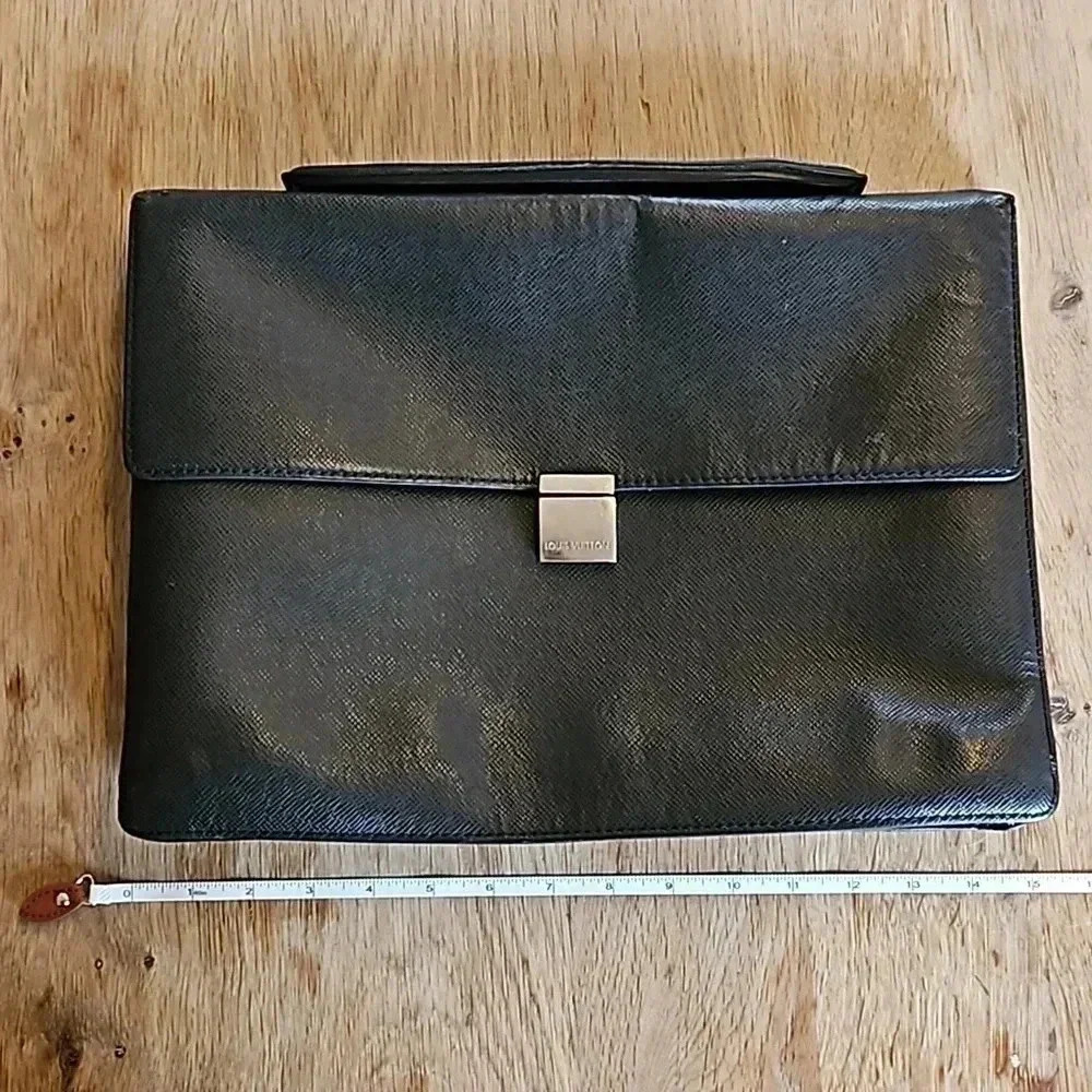 Louis Vuitton Porte Document Black Taiga Leather Briefcase